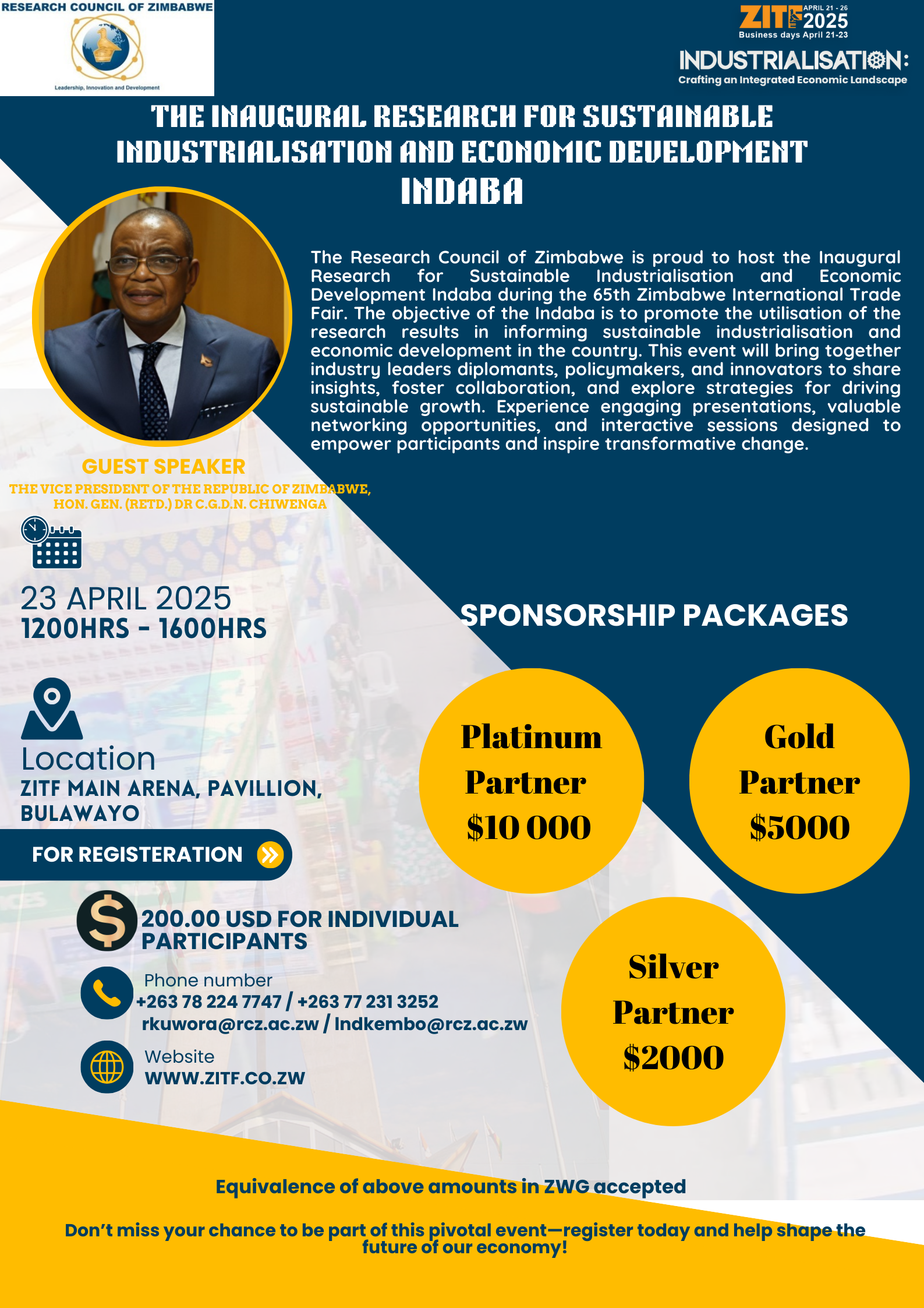 THE INAUGURAL RESEARCH FOR SUSTAINABLE INDUSTRIALISATION AND ECONOMIC DEVELOPMENT INDABA